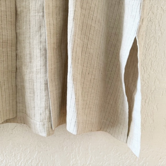 Eskandar Linen Vest Duster Sleeveless Longline Pinstripe Lagenlook Designer 0/ 8 - Picture 6 of 7